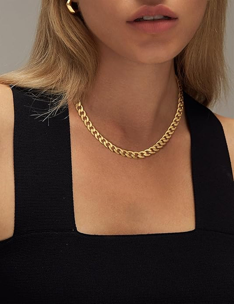 Collar Cubano Con Eslabones Gruesos En Oro