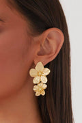 Maya – Gold Flower Drop Earrings