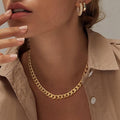 Collar Cubano Con Eslabones Gruesos En Oro