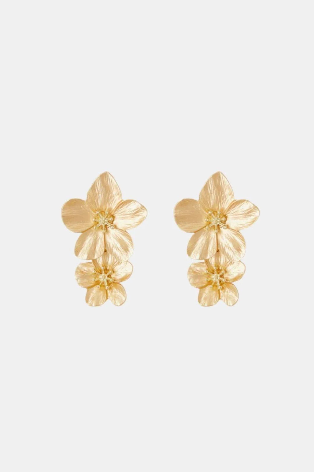 Maya – Gold Flower Drop Earrings