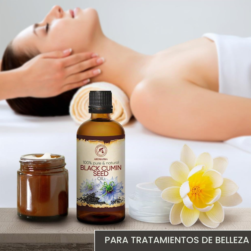 Aceite Comino Negro - 100Ml - Nigella Sativa - Oleo Aceite Vegetal De Nigella Sativa - Prensado En Frío - Aceite Base - Aceite Portador - Aceite Para La Piel - Cuidado Del Cabello