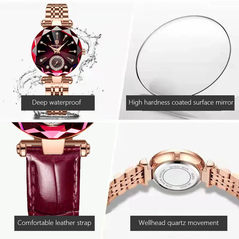 Women Watches Fashion Diamond Dial Leather Quartz Watch Top Brand Luxury Waterproof Ladies Wristwatch Girlfriend Gift
